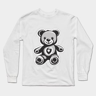 Charming Monochrome Teddy Bear with Heart No. 623 Long Sleeve T-Shirt